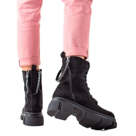 Bona Bottes noires avec une fermeture éclair décorative
