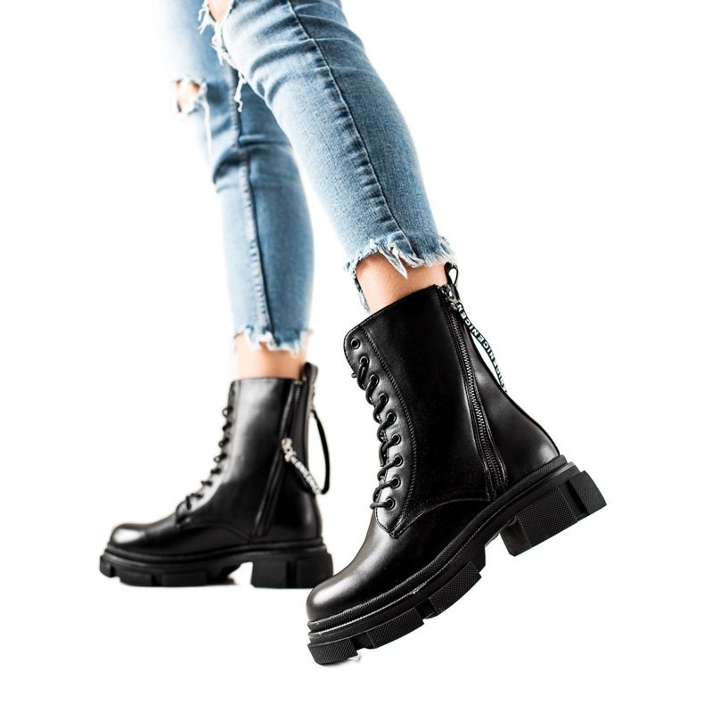 Bona Bottes noires avec fermeture éclair décorative le noir Bona Bottes noires avec fermeture éclair décorative le noir