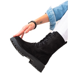 Bona Bottes de trappeur en daim noires