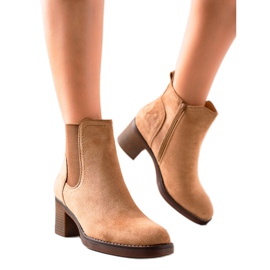 Seastar Bottines à talons en daim beige brun