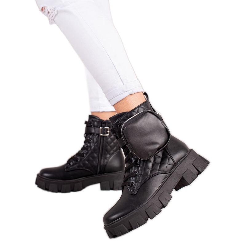 Best Shoes Trappeurs matelassés avec poche le noir