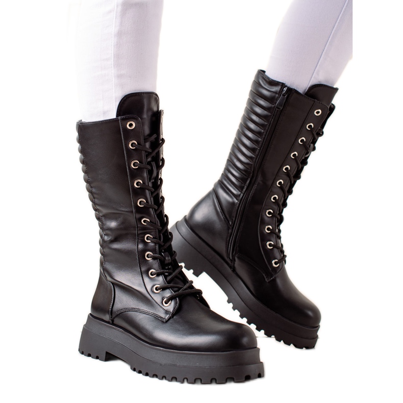 Seastar Bottes noires avec cuir écologique le noir