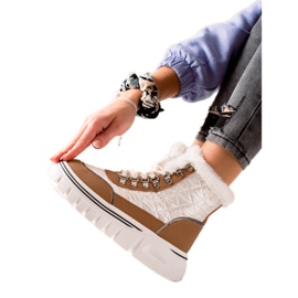 TRENDI Bottes de neige chaudes sur la plate-forme blanc brun