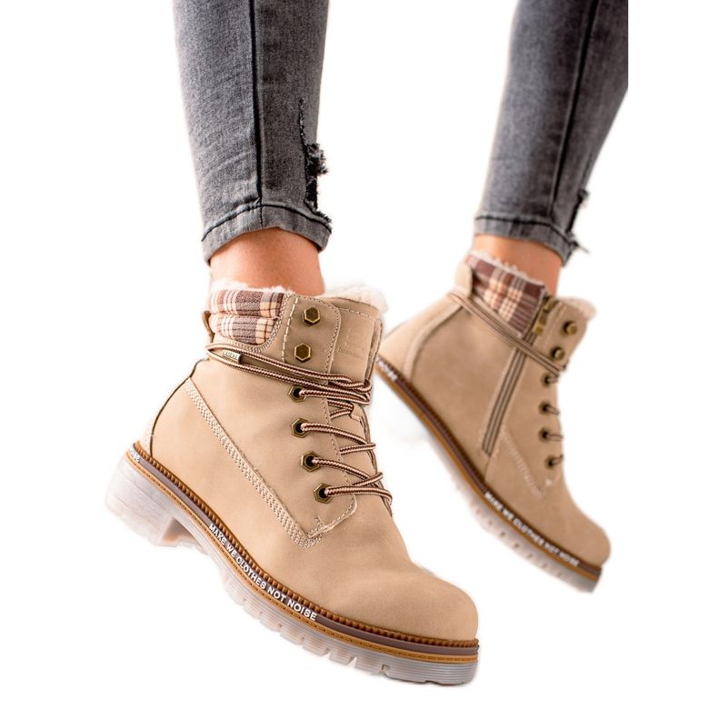 Goodin Trappeurs isolés en cuir écologique beige Goodin Trappeurs isolés en cuir écologique beige