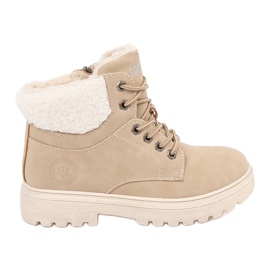 Trappeurs élégants en cuir écologique beige