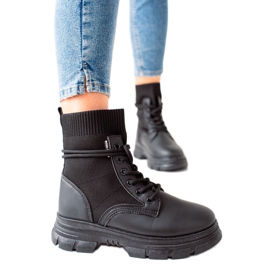 TRENDI Bottines noires à lacets