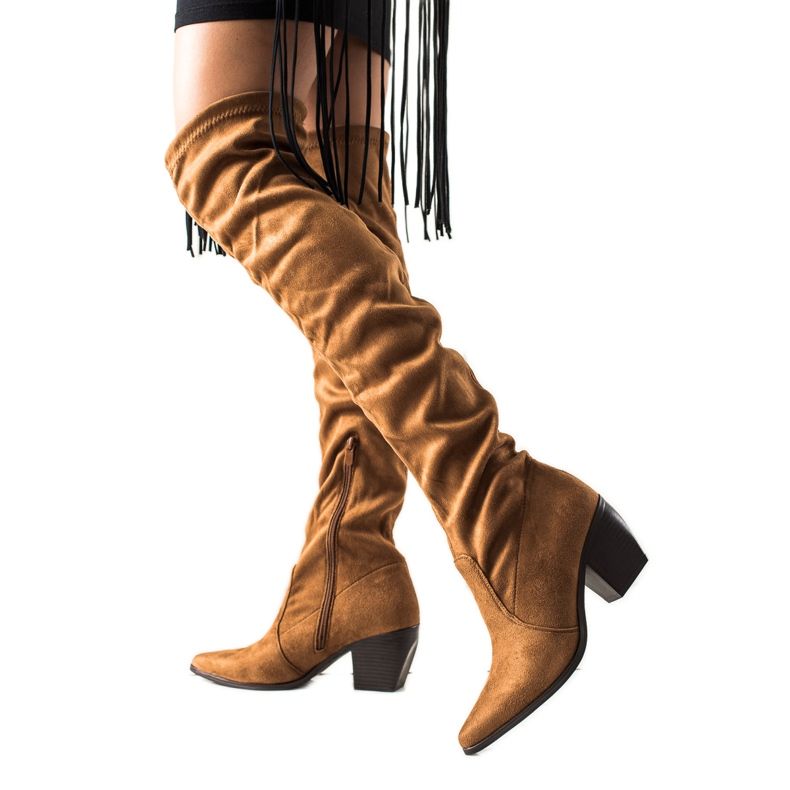 Laura Mode Cuissardes à talons bas brun Laura Mode Cuissardes à talons bas brun