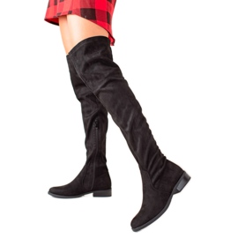 Lucky Shoes Cuissardes classiques en daim le noir
