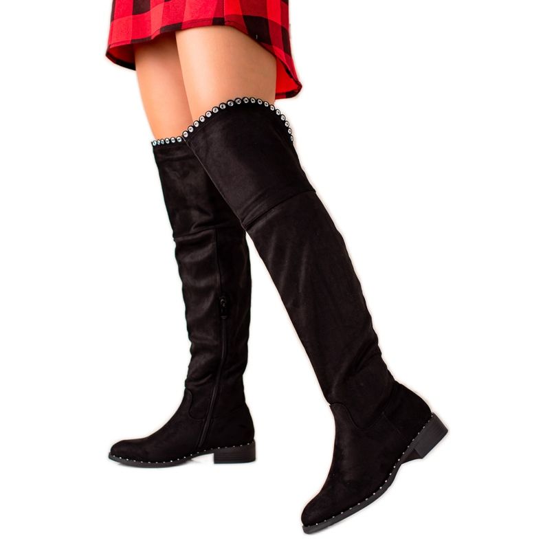 Lucky Shoes Bottes avec ornements d'argent le noir