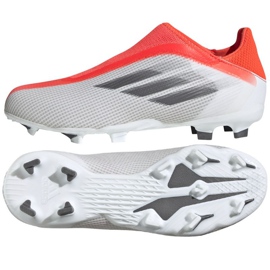 Chaussures de foot Adidas X Speedflow.3 Ll Fg Jr FY3256 rouge, blanc et gris oranges et rouges