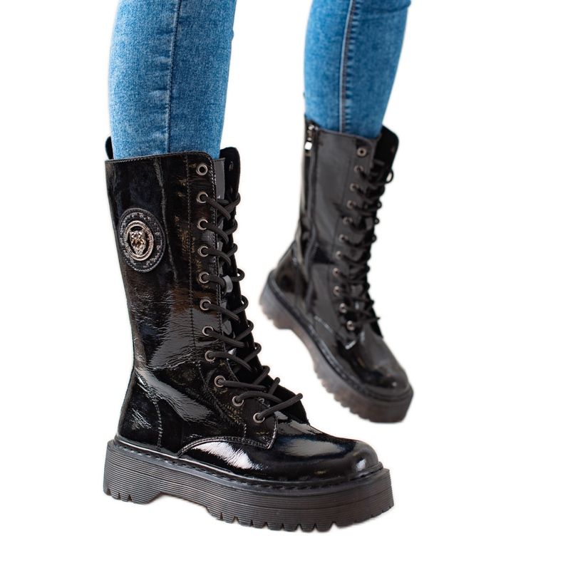 Filippo Bottes en cuir sur la plateforme le noir Filippo Bottes en cuir sur la plateforme le noir