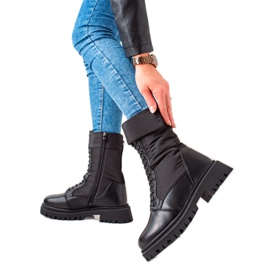 Weide Bottes hautes à lacets le noir