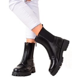 TRENDI Bottes chaudes avec une fermeture éclair le noir