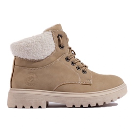 Trappeurs élégants en cuir écologique beige