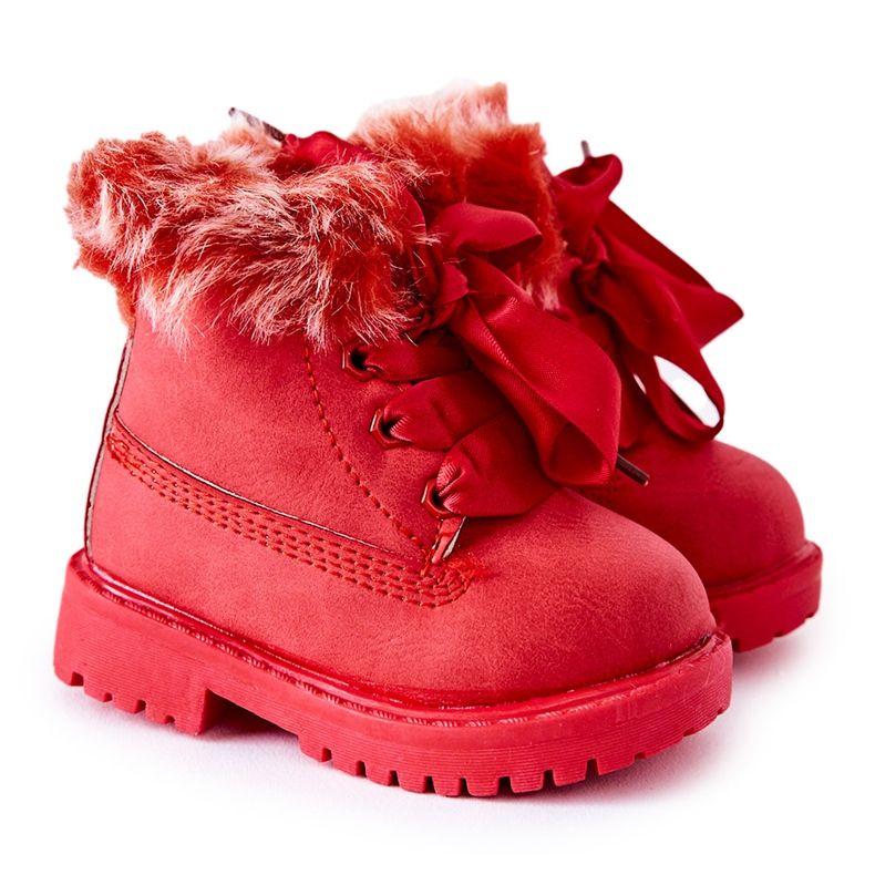 FR1 Bottes Enfants Trappeurs Isolées Avec Fourrure Rouge Tesoro FR1 Bottes Enfants Trappeurs Isolées Avec Fourrure Rouge Tesoro