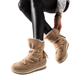TRENDI Bottes de neige en daim marron beige