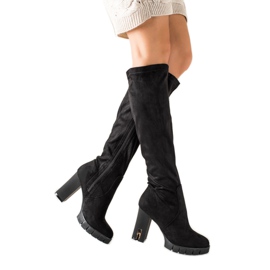 Queentina Bottes à talons à la mode le noir