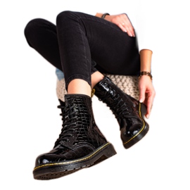 Filippo Trappeurs en cuir chaud noir