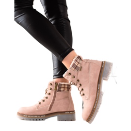 Goodin Trappeurs isolés en cuir écologique rose