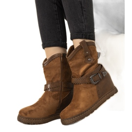 Bottines femme camel avec talon compensé chaud Sherry brun