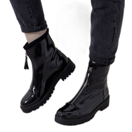 Boots Weiss femme laquées noires