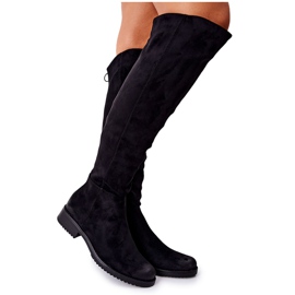 Vinceza Bottes plates en daim pour femmes Noir Ardmore le noir