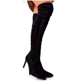 PE1 Bottes en daim noires à talons hauts Horina le noir