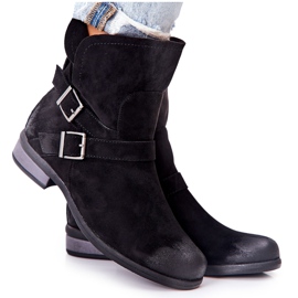 POTOCKI Bottes Renisse Noires En Daim Avec Boucles le noir