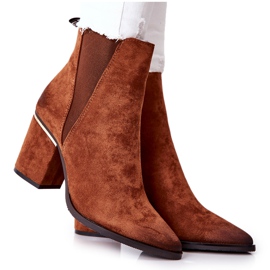 POTOCKI Bottes en daim marron Coriseis à talon haut brun