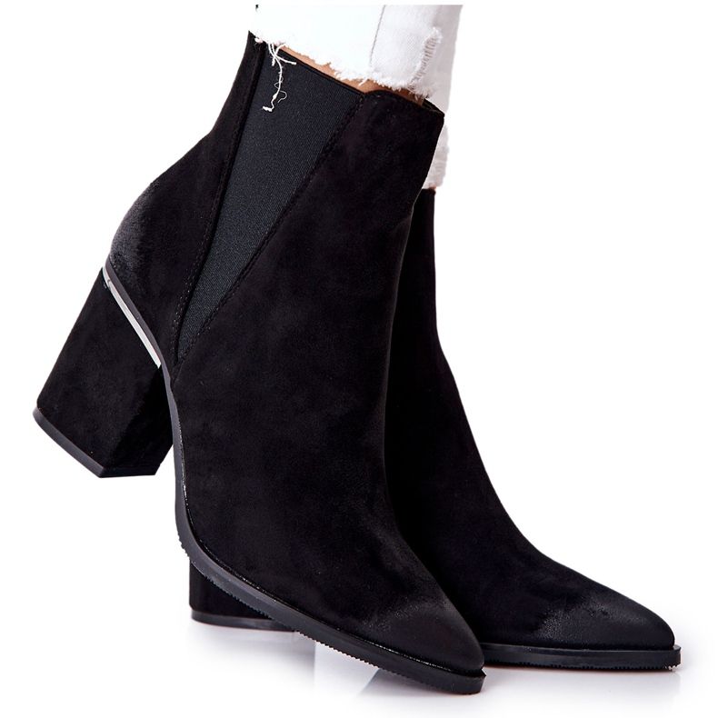 POTOCKI Bottes en daim noires à talon Coriseis le noir