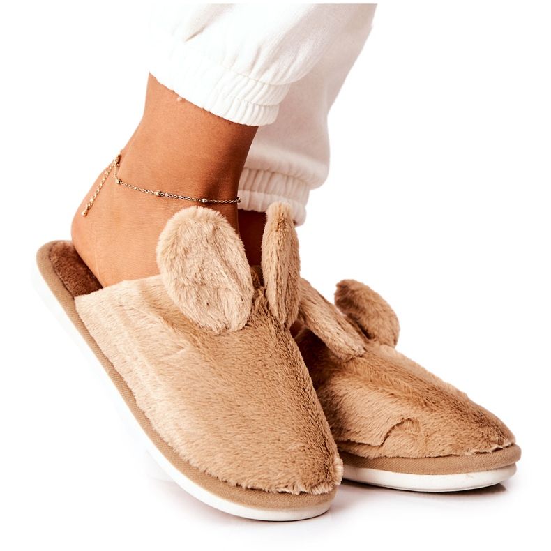 Chaussons Fourrure Avec Oreilles Beige Thorpe brun