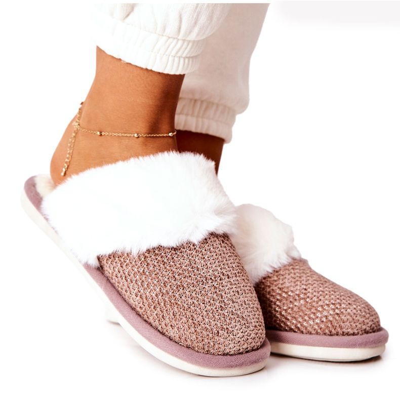 Chaussons Chauds Avec Fourrure Flamin Marron Clair beige brun