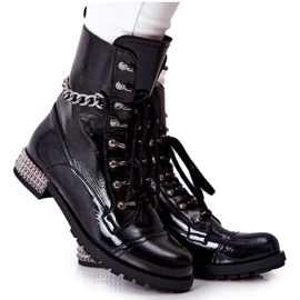 Bottes En Cuir Ouvriers Sur Talon Laura Messi Noir 2209