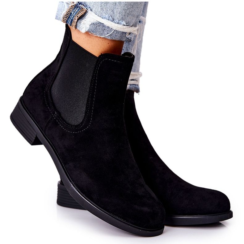 Bottines Chelsea en daim noires Astate le noir