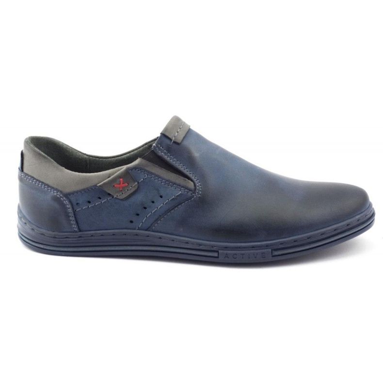 Polbut Chaussures homme slip-on 401 bleu marine gris