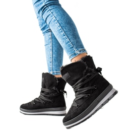 TRENDI Bottes de neige en daim noires