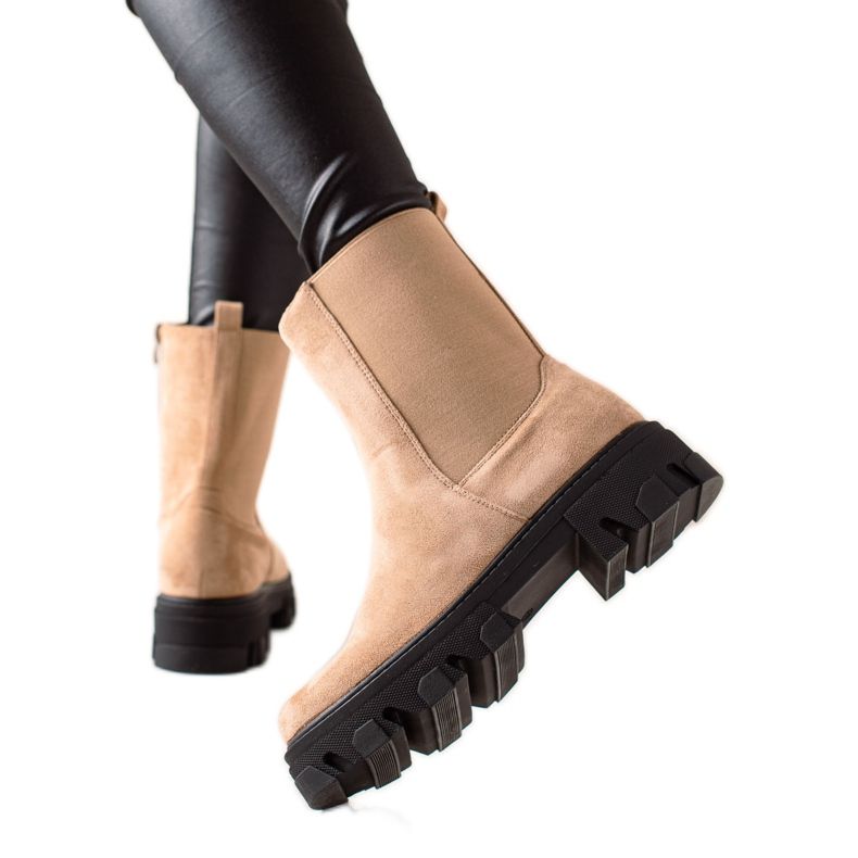 TRENDI Bottes sur la plate-forme beige