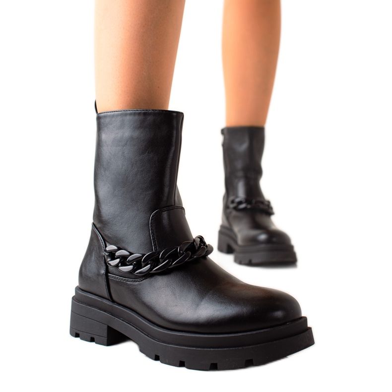 TRENDI Bottes à la mode sur la plate-forme le noir