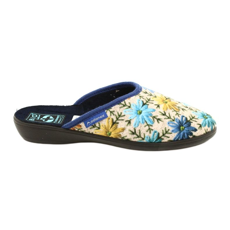 Chaussons Femme A Fleurs Adanex 26743 Beige-Bleu