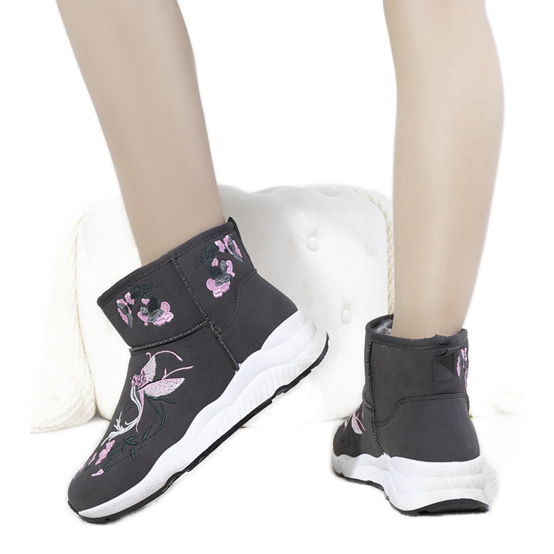 BM Bottes de neige grises avec broderie Jamil BM Bottes de neige grises avec broderie Jamil