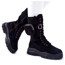 Bottes En Daim Sur La Plateforme Avec Rein Noir Issanti