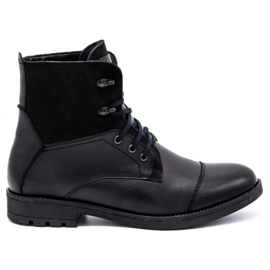 Olivier Bottes d'hiver en cuir pour hommes 7004KB noir