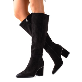 W. Potocki Bottes en daim noires Potocki le noir