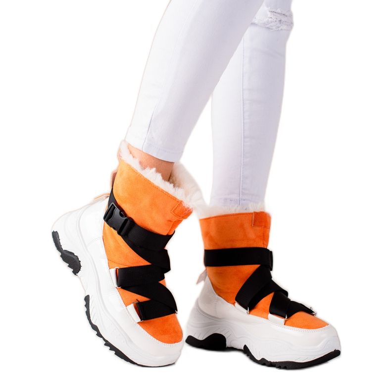TRENDI Bottes de neige de sport blanche orange