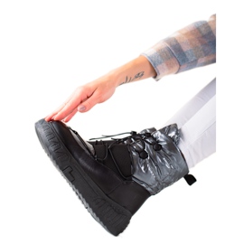 TRENDI Bottes de neige confortables sur la plate-forme noir argent