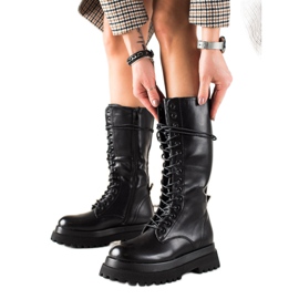 Seastar Bottes hautes en cuir écologique noir