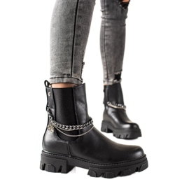 Goodin Bottes chaudes avec chaînes noir