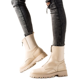 TRENDI Bottes chaudes avec une fermeture éclair beige