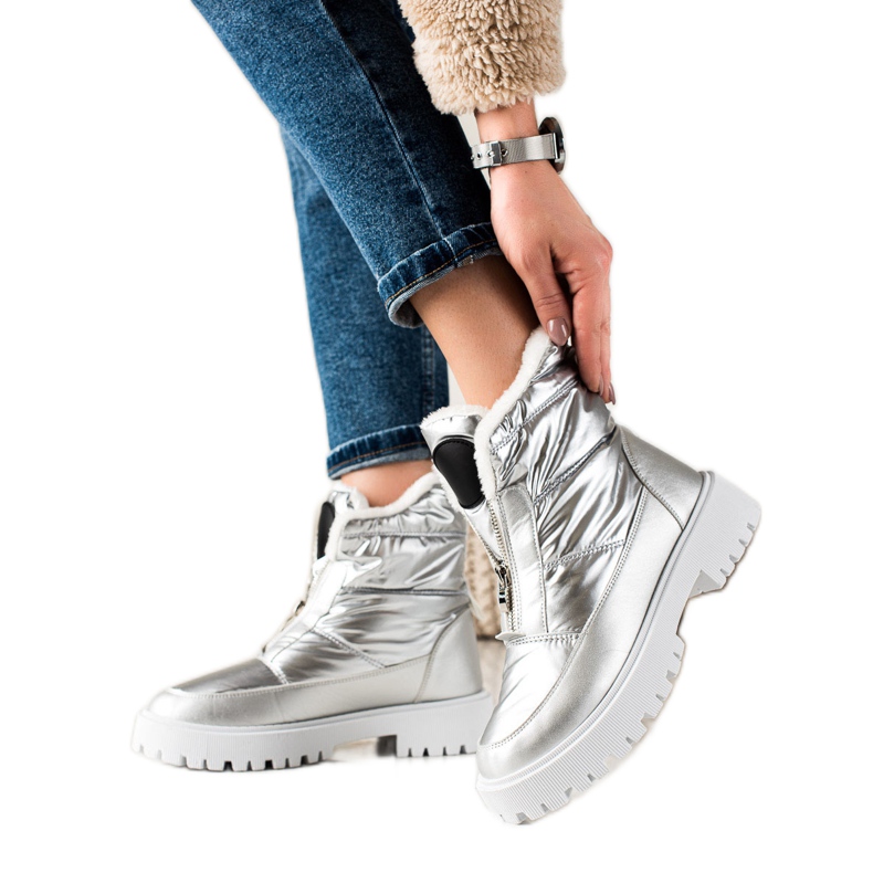 TRENDI Bottes de neige argentées brillantes