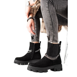 Goodin Bottes chaudes avec chaînes noir